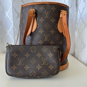Louis Vuitton vintage monogram petit bucket bag with accessory pouch